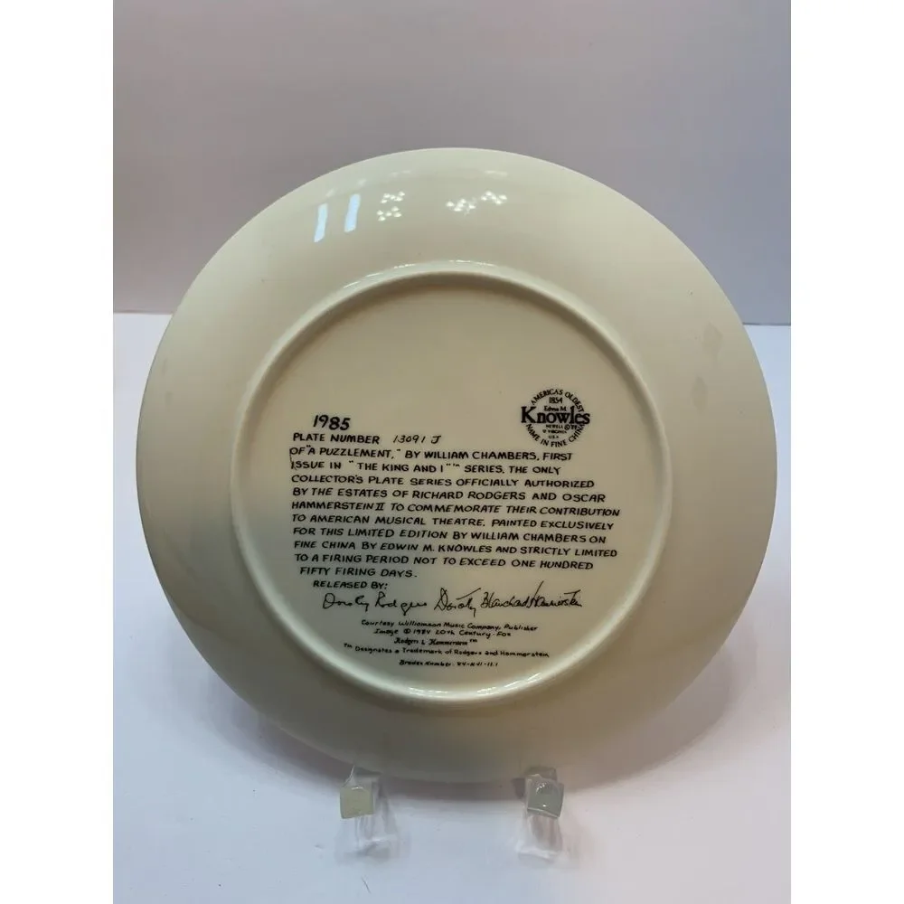 1985 VTG Collector Plate A PUZZLEMENT 1st of 4 in The King and I Serie w/CoA NIB